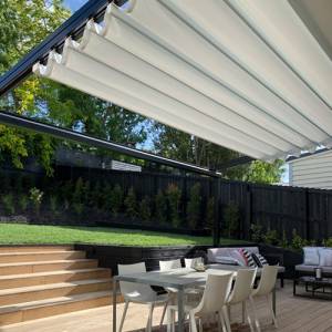 Retractable awning on the deck